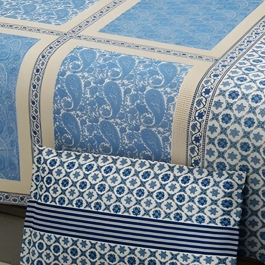 Close-up of the indigo panel print in Blue (RZ-11)