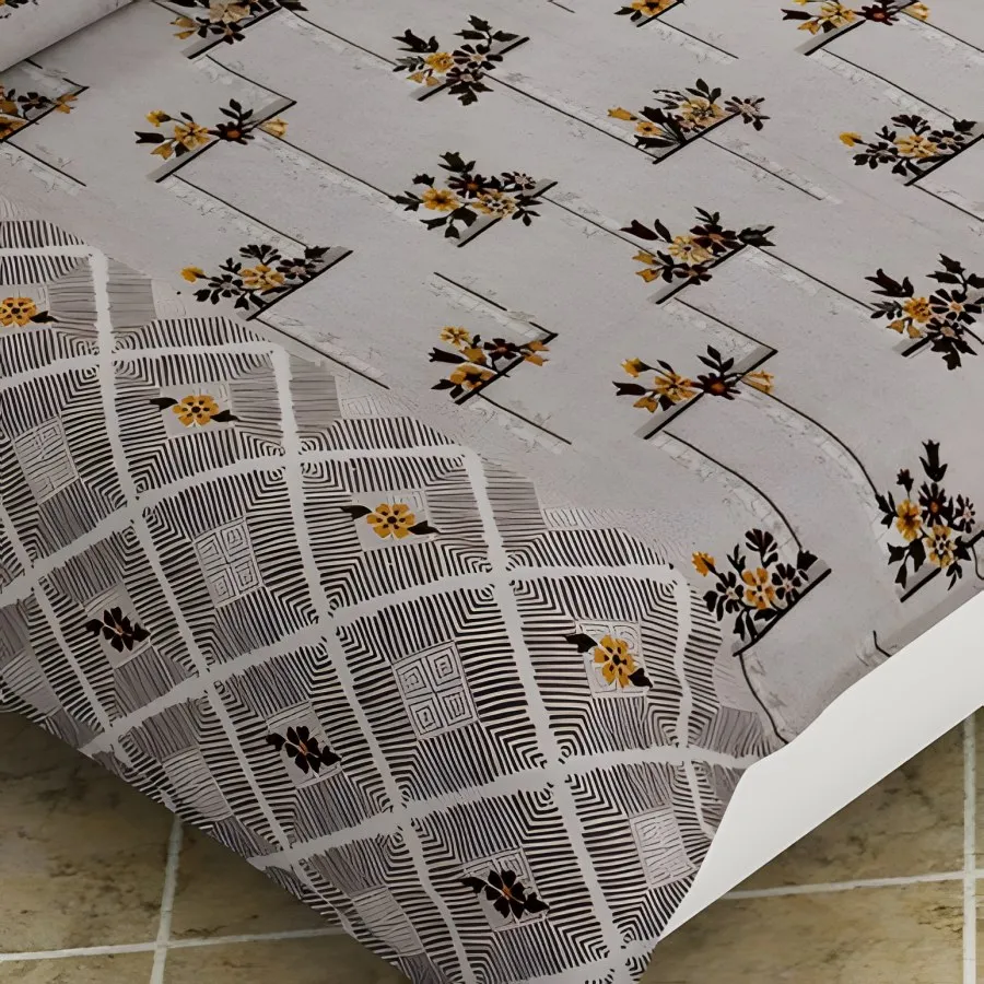 Close-up of the flower sprig print in Grey (RZ-20)