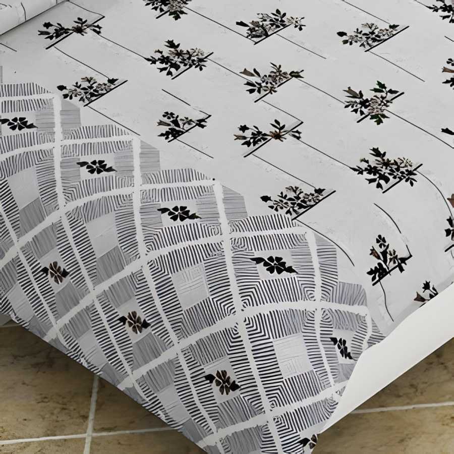 Close-up of the flower sprig print in Silver (RZ-22)