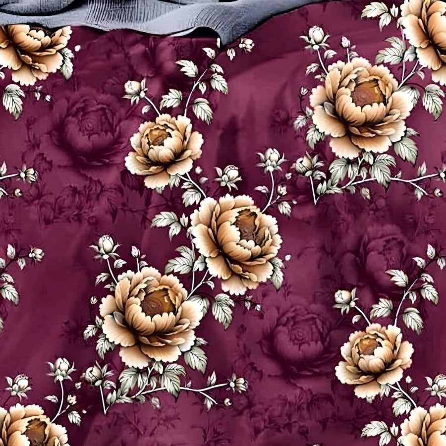 Close-up of the royal rose print in Wine (SM-02)