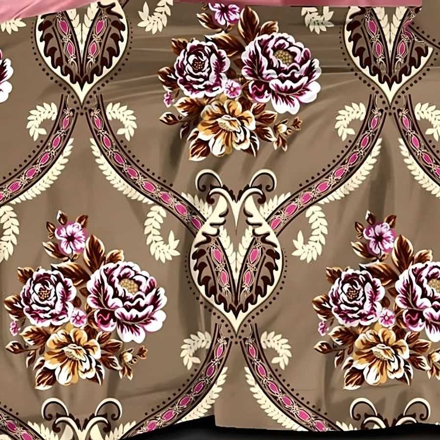 Close-up of the ogee bouquet print in Taupe (SM-10)