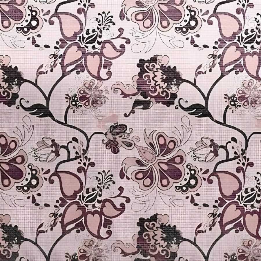 Close-up of the jacobean vine print in Pink (VC-01)