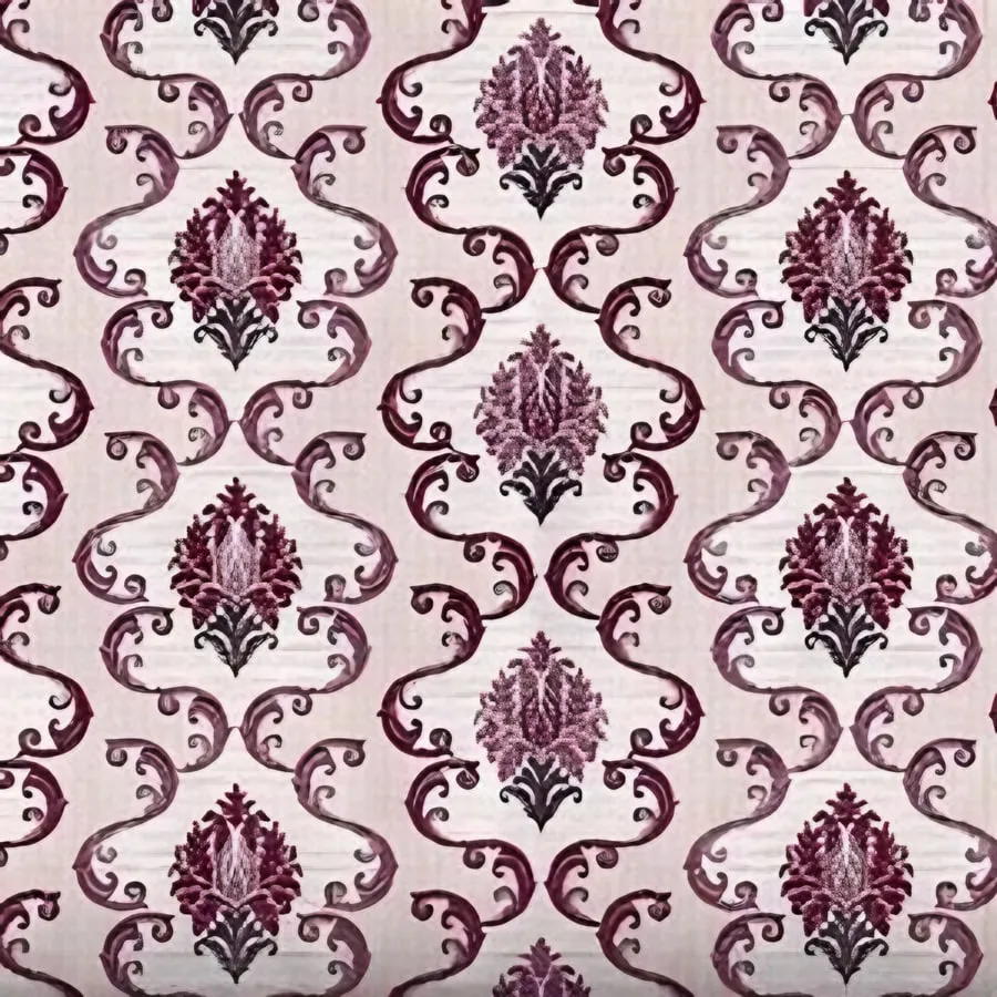Close-up of the ogee damask print in Pink (VC-02)