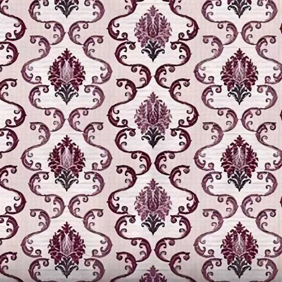 Close-up of the ogee damask print in Pink (VC-02)