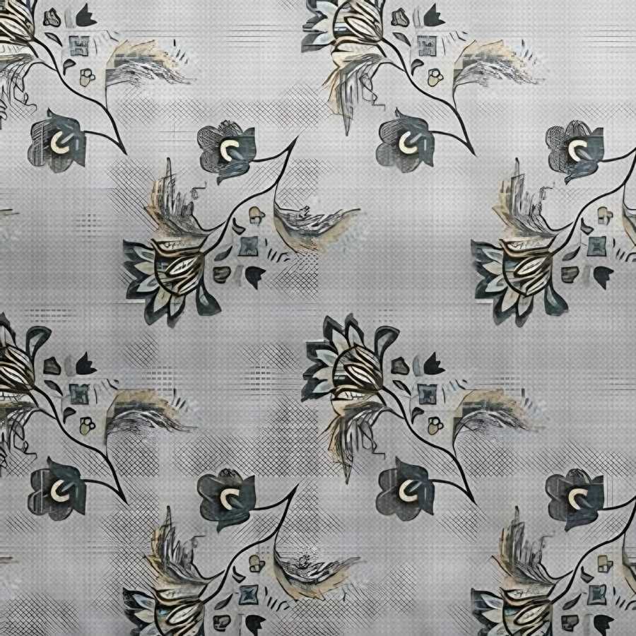 Close-up of the jacobean vine print in Grey (VC-03)