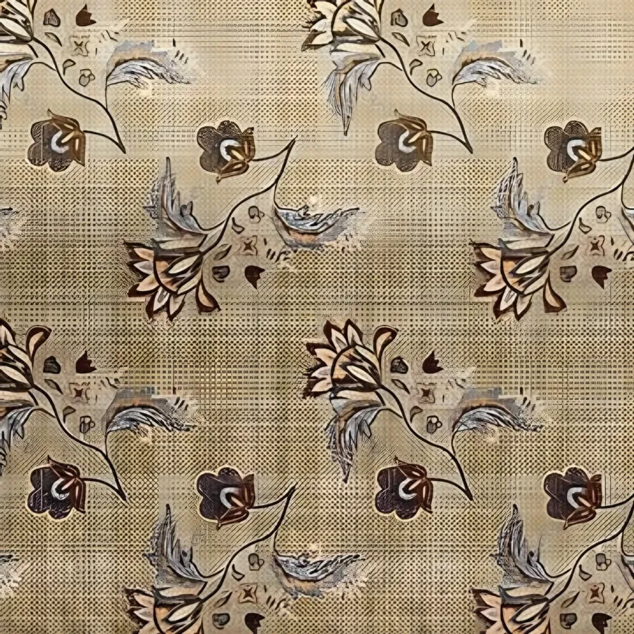 Close-up of the jacobean vine print in Beige (VC-04)
