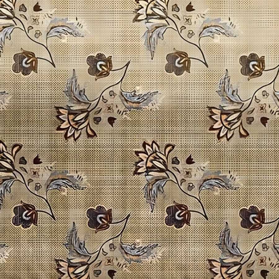 Close-up of the jacobean vine print in Beige (VC-04)