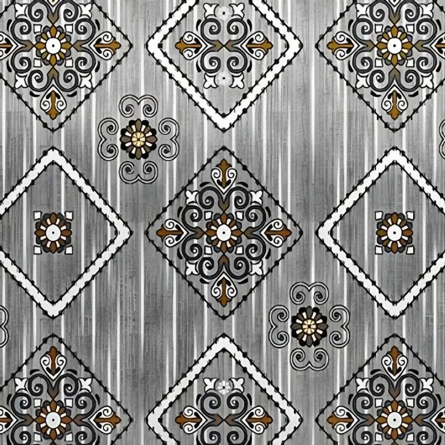 Close-up of the diamond medallion print in Grey (VC-09)