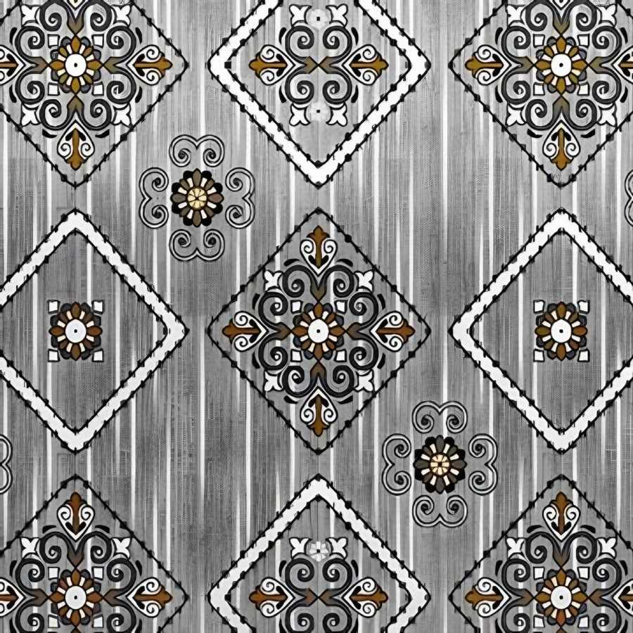 Close-up of the diamond medallion print in Grey (VC-09)