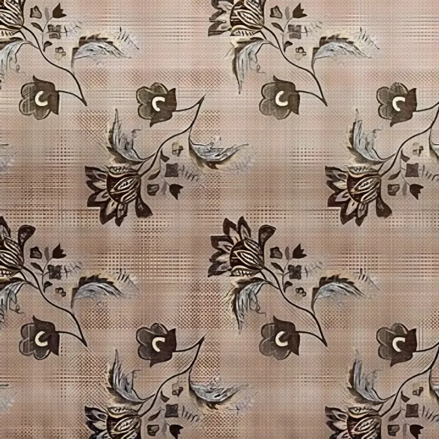 Close-up of the jacobean vine print in Taupe (VC-10)