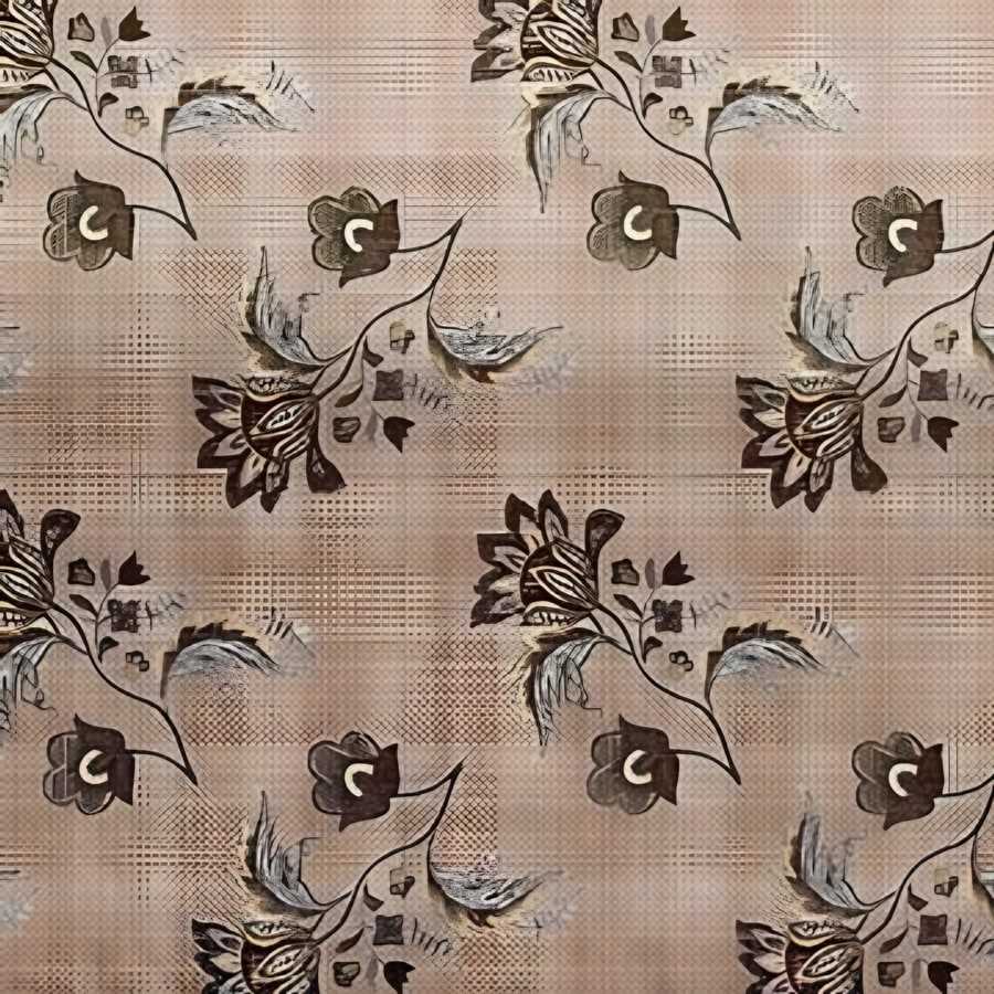 Close-up of the jacobean vine print in Taupe (VC-10)