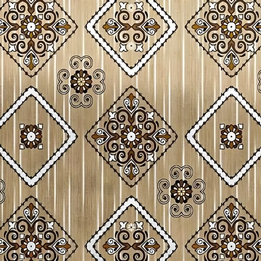 Close-up of the diamond medallion print in Beige (VC-13)