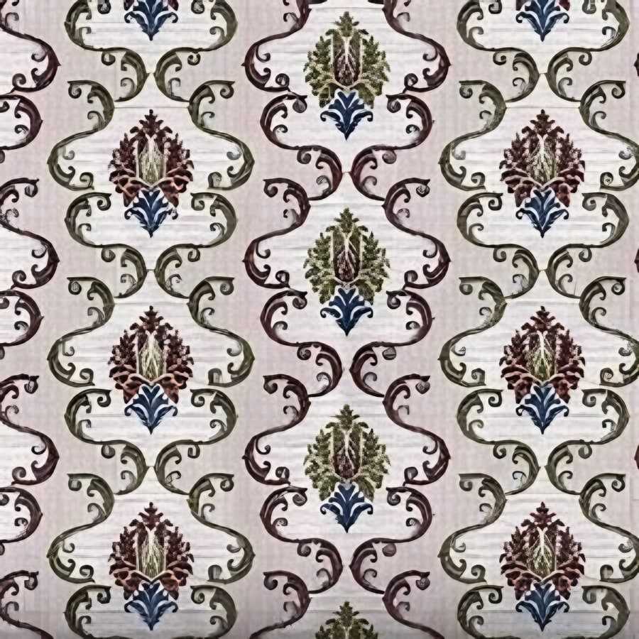 Close-up of the ogee damask print in Brown (VC-28)