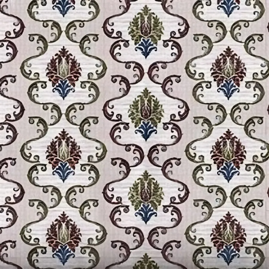 Close-up of the ogee damask print in Brown (VC-28)